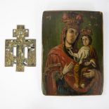 Lot of a travel icon and Ukrainian Orthodox icon 19th century