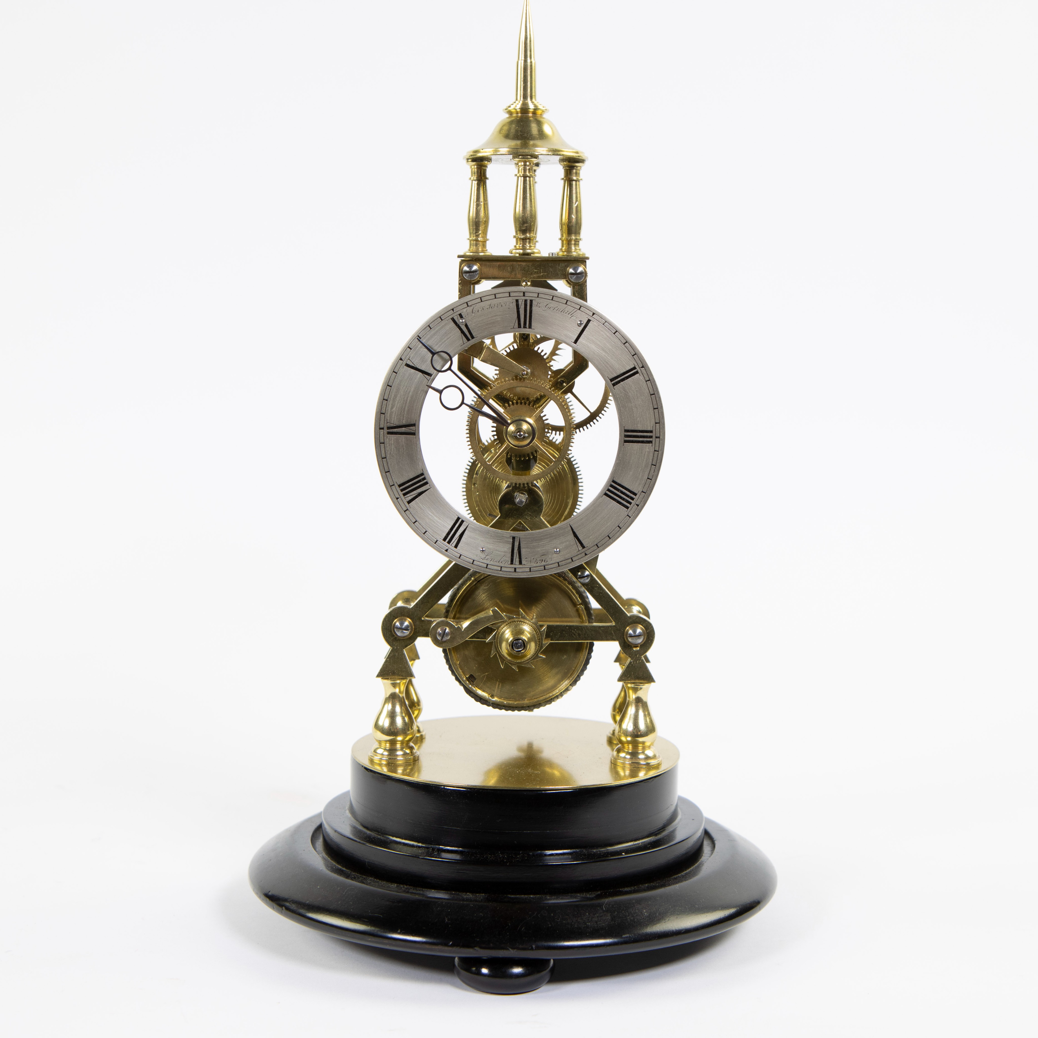 Skeleton clock under dome marked Cox Savery Cornhill n° 596 - Image 3 of 6