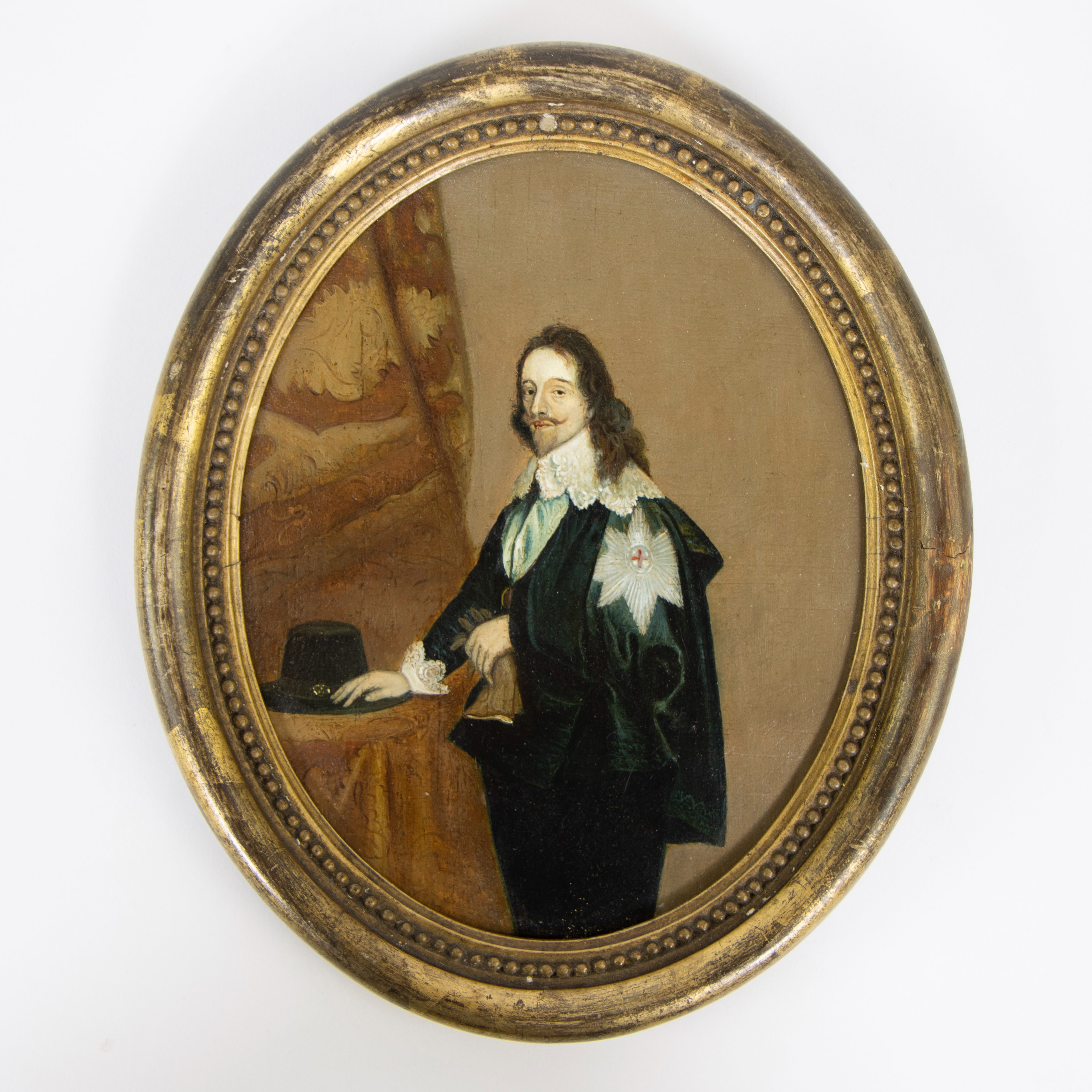 King Charles I, with the Order of the Garter - after Anthony van Dyck, oil on panel 19th century