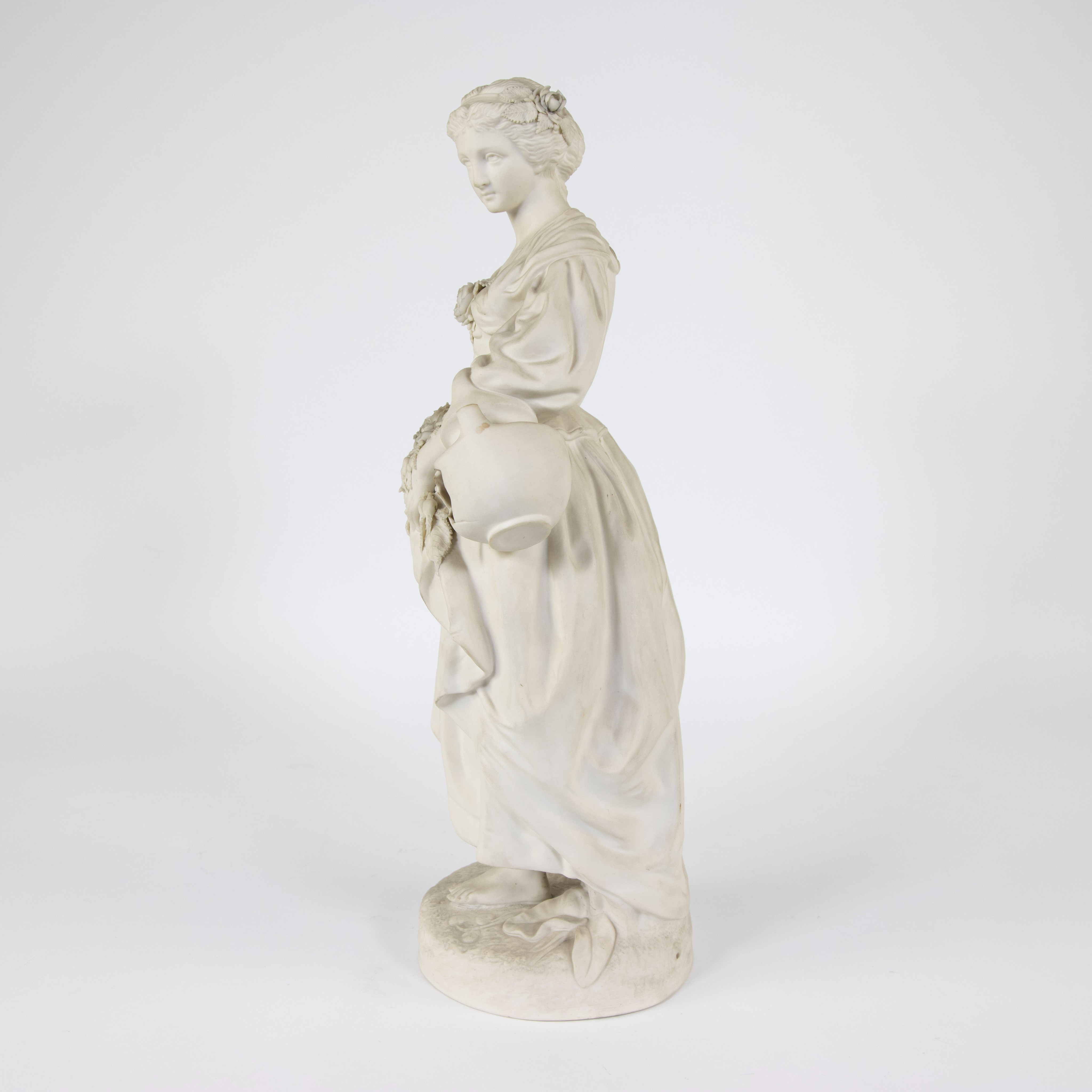 Biscuit figurine of a lady with flowers and jug - Image 2 of 5