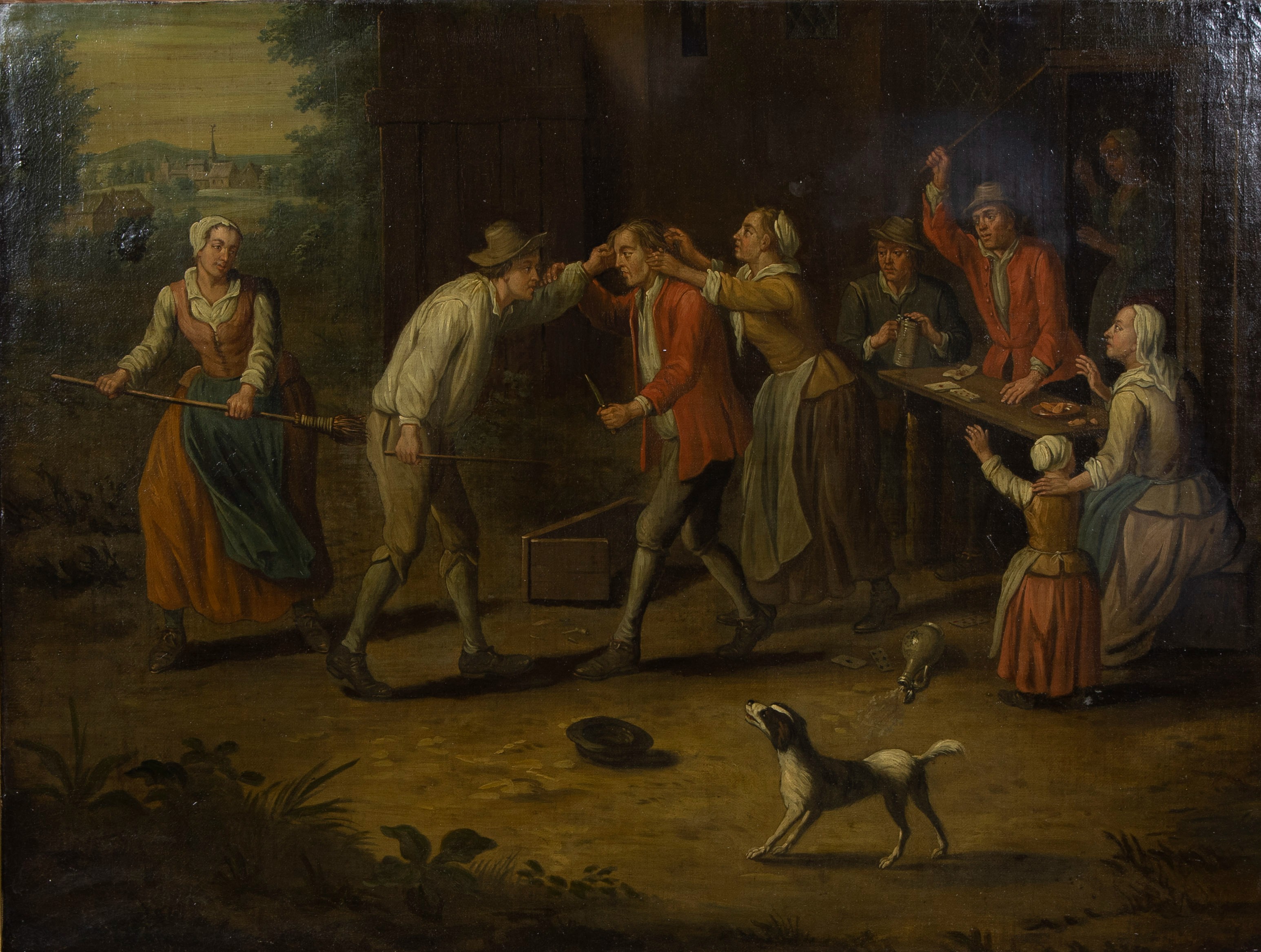 Flemish school 19th century, oil on canvas Village quarrel