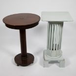 Collection of side table and white painted wooden column pedestal