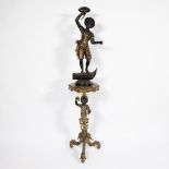 Table with blackamoor as base and blackamoor statue, polychrome very finely painted