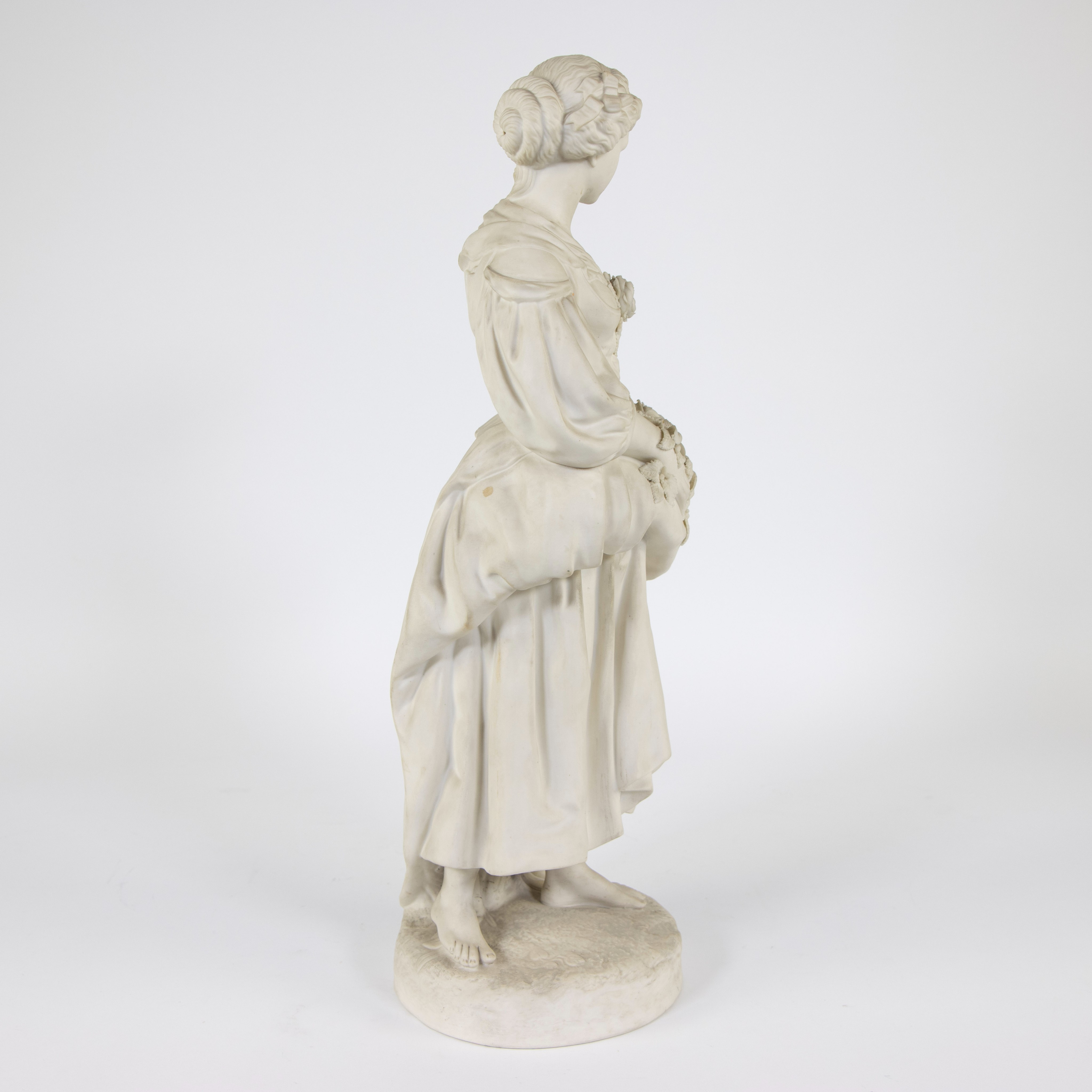 Biscuit figurine of a lady with flowers and jug - Image 4 of 5