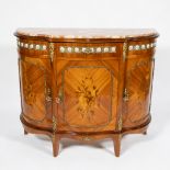 Cabinet style Louis XV with imitation marquetry, bronze fittings and marble top