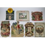 Lot of old advertising panels in cardboard from the 1920s and 1930s, including Wetteren, Lokeren, Oo