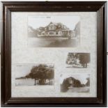 Frame with old photos and postcards of Golf van Latem, Clubhouse, View of the golf, Entrance of the