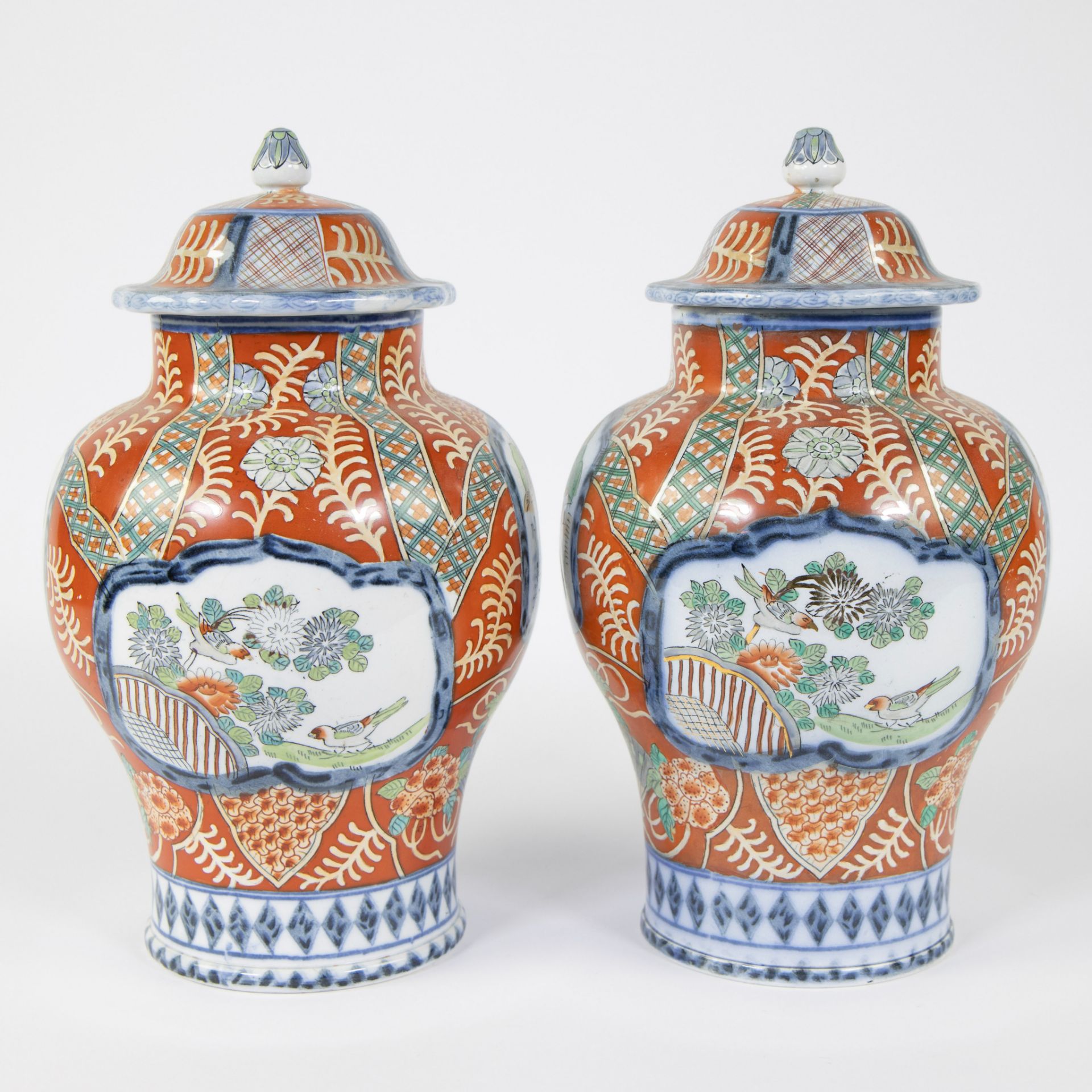 Pair of lidded vases P. Regout & Co, Maastricht, marked - Image 3 of 7