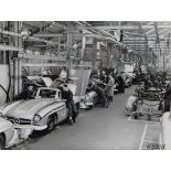 Original factory photo on Agfa Brovira paper MERCEDES 300 SL Gullwing 1955, Sindelfingen Germany