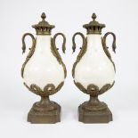 Pair of beautiful white marble cassolettes with bronze fittings