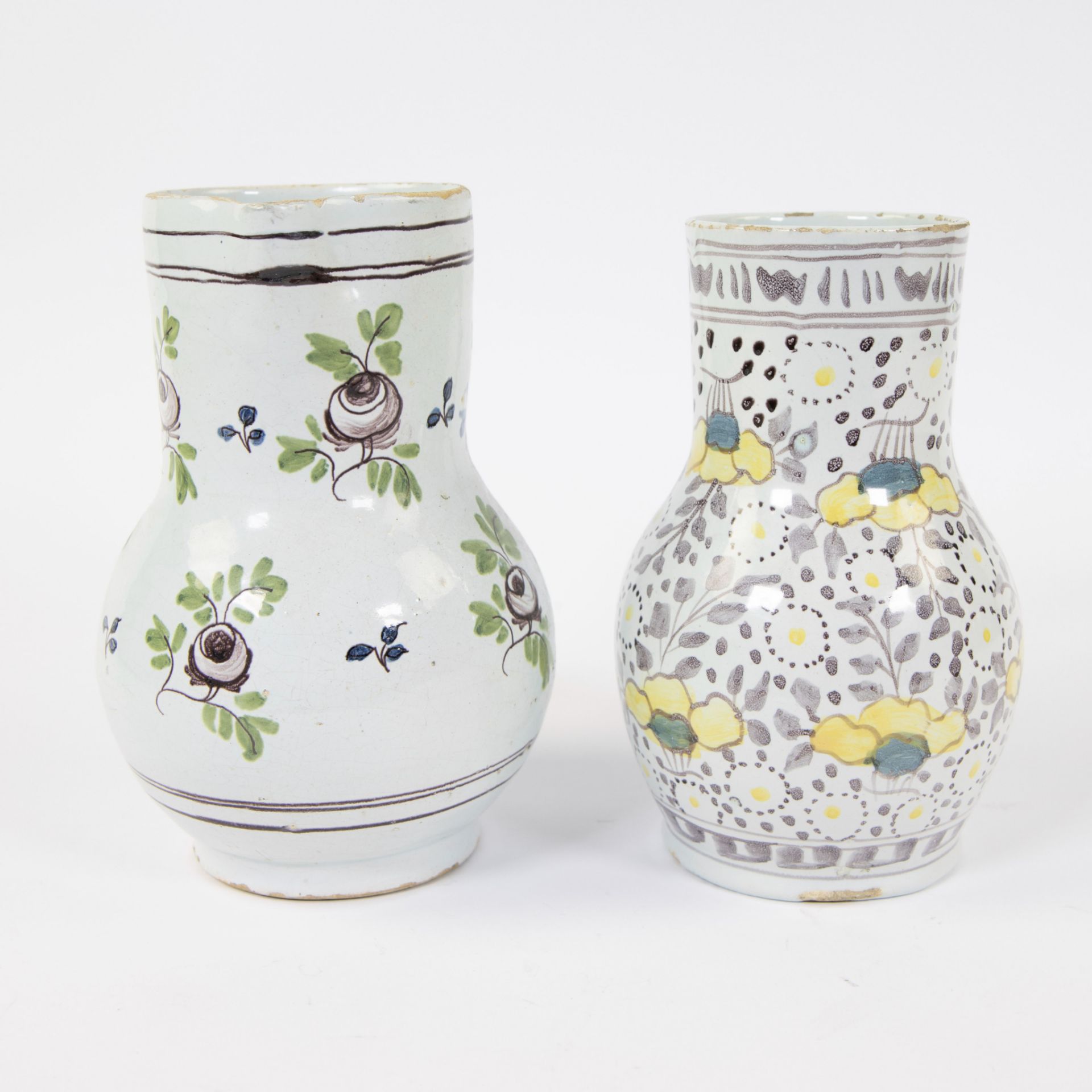 2 jugs with polychromy in faience 18th century - Image 2 of 5