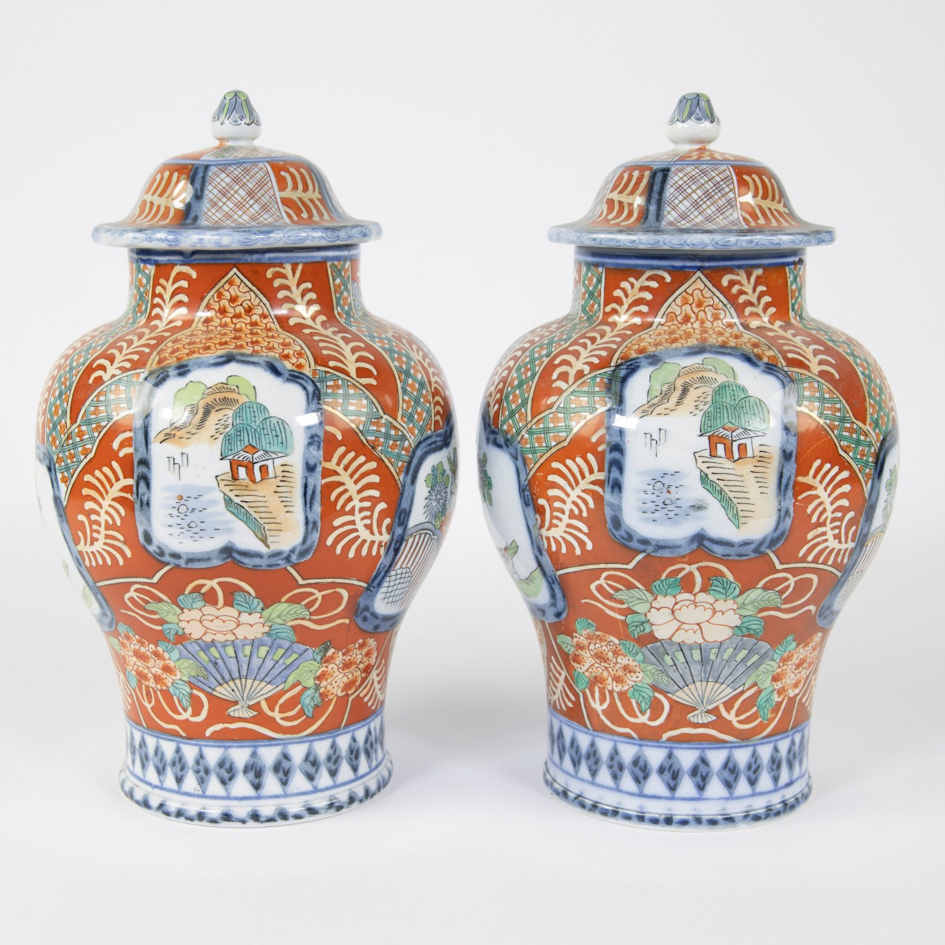 Pair of lidded vases P. Regout & Co, Maastricht, marked - Image 4 of 7