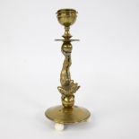 Gilded bronze candelabra with harlequin on ball feet, French, circa 1890