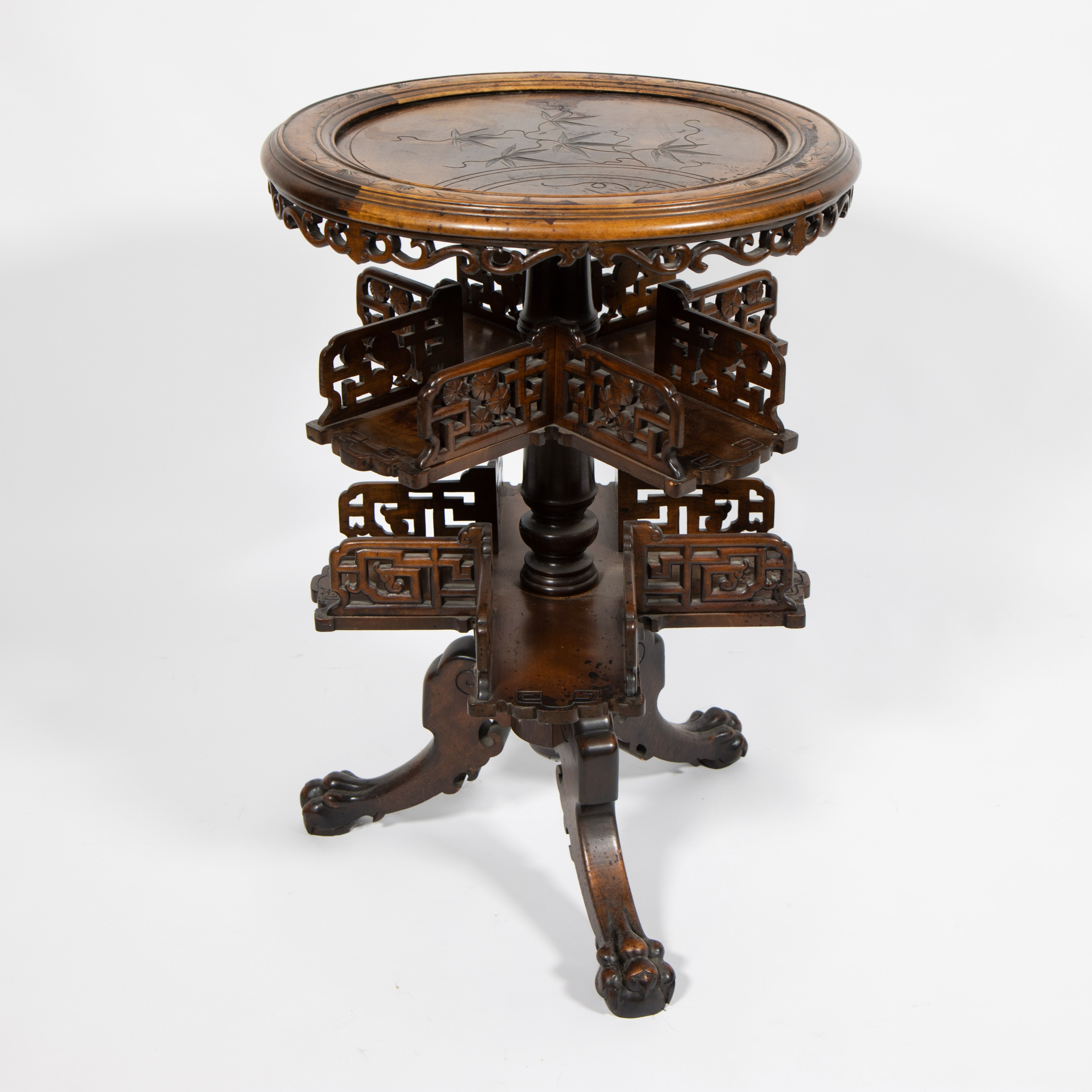 French round tablewith revolving book stand in the style of Gabriel Viardot, circa 1880 - Image 4 of 5