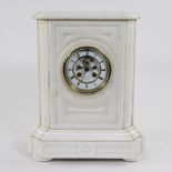 Antique white marble clock, French