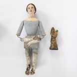 Wooden polychrome gray doll with moving parts Southern Europe 19th century, added 18th century figur
