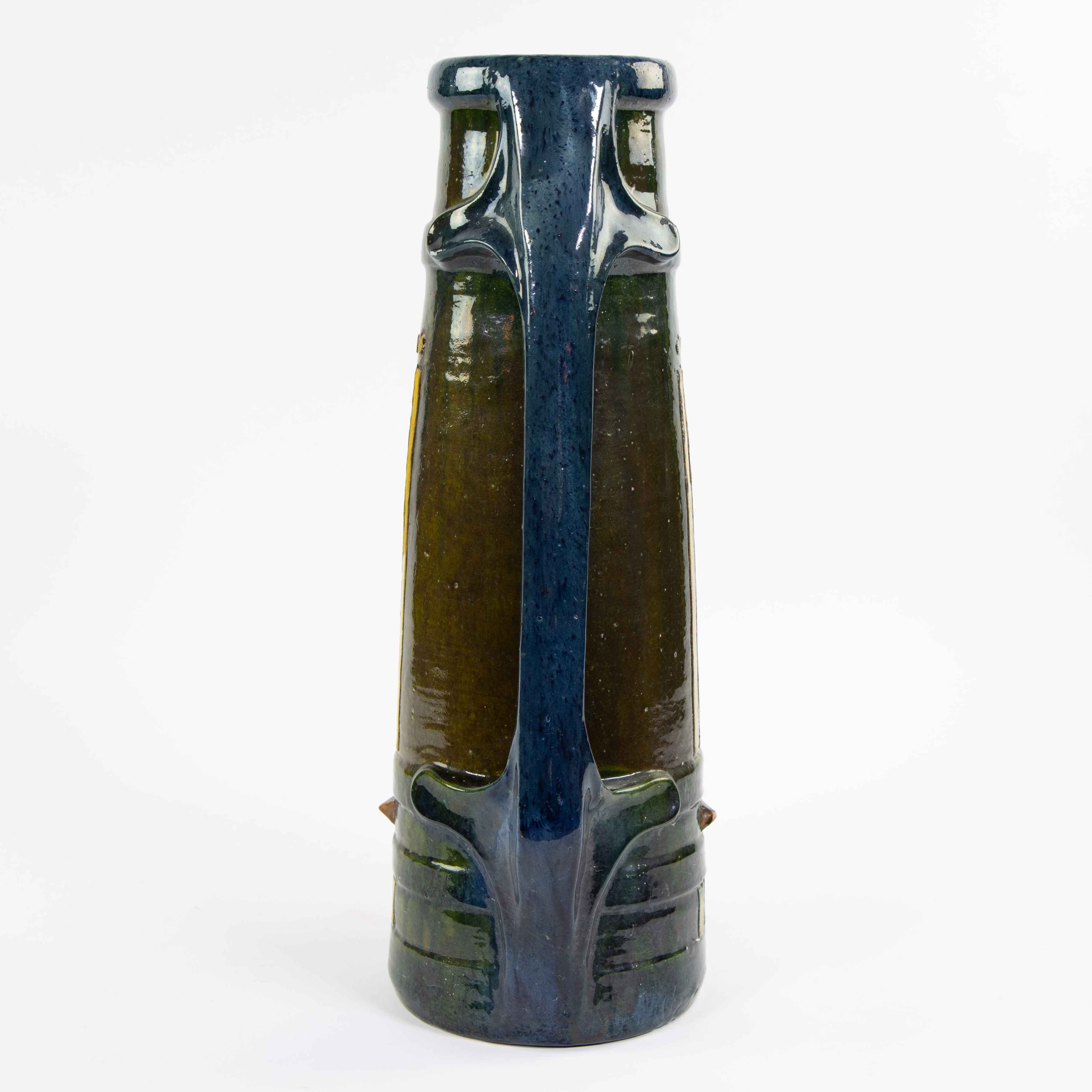 Stylized large Art Deco vase in Flemish pottery - Image 2 of 5