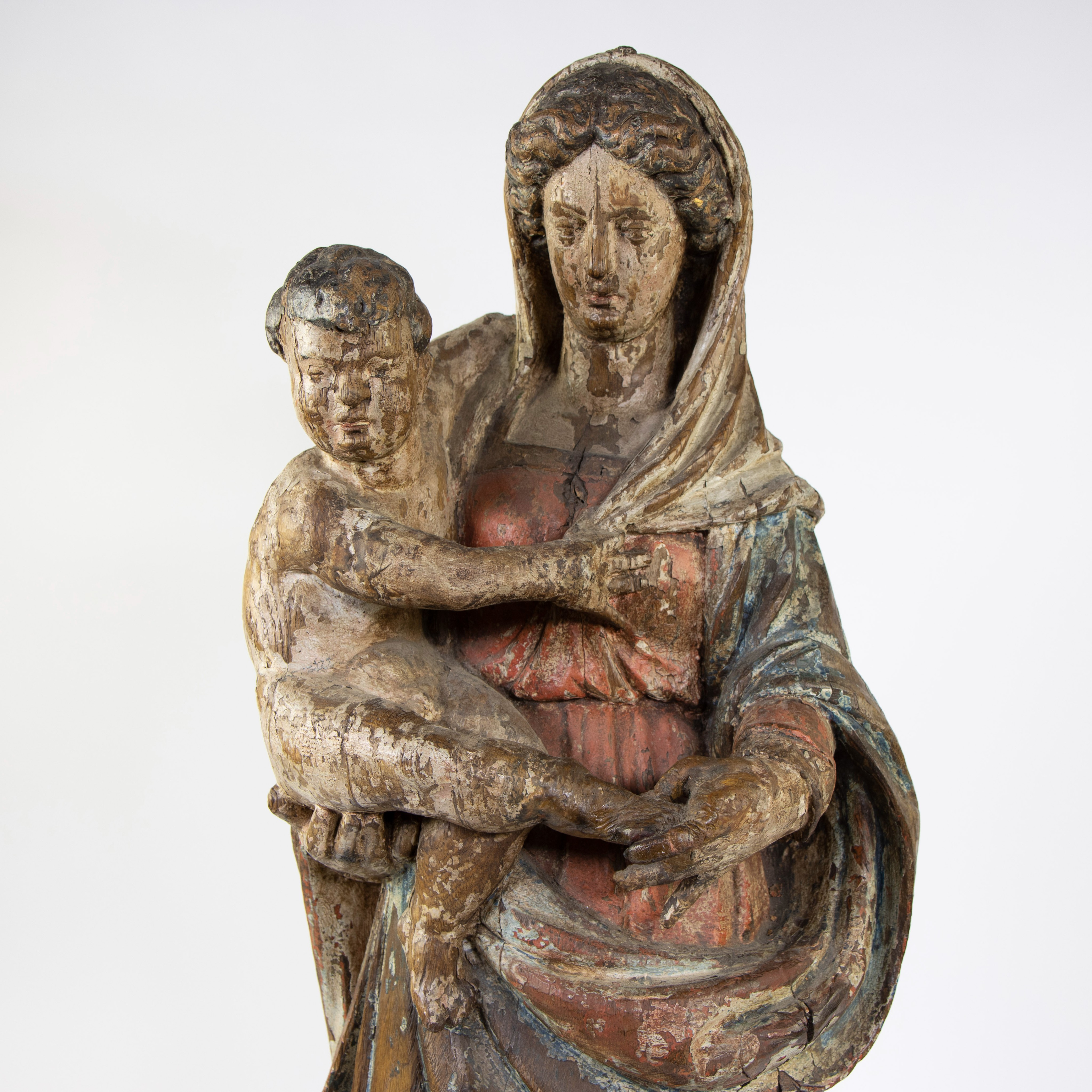 Wooden statue of Madonna with child Jesus, original polychromy, late 17th early 18th century - Image 2 of 5