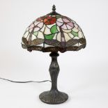 Table lamp with shade with flowers and dragonflies in Tiffany style