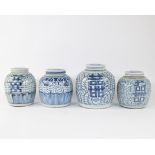 Lot of 4 Chinese ginger jars, 19th century