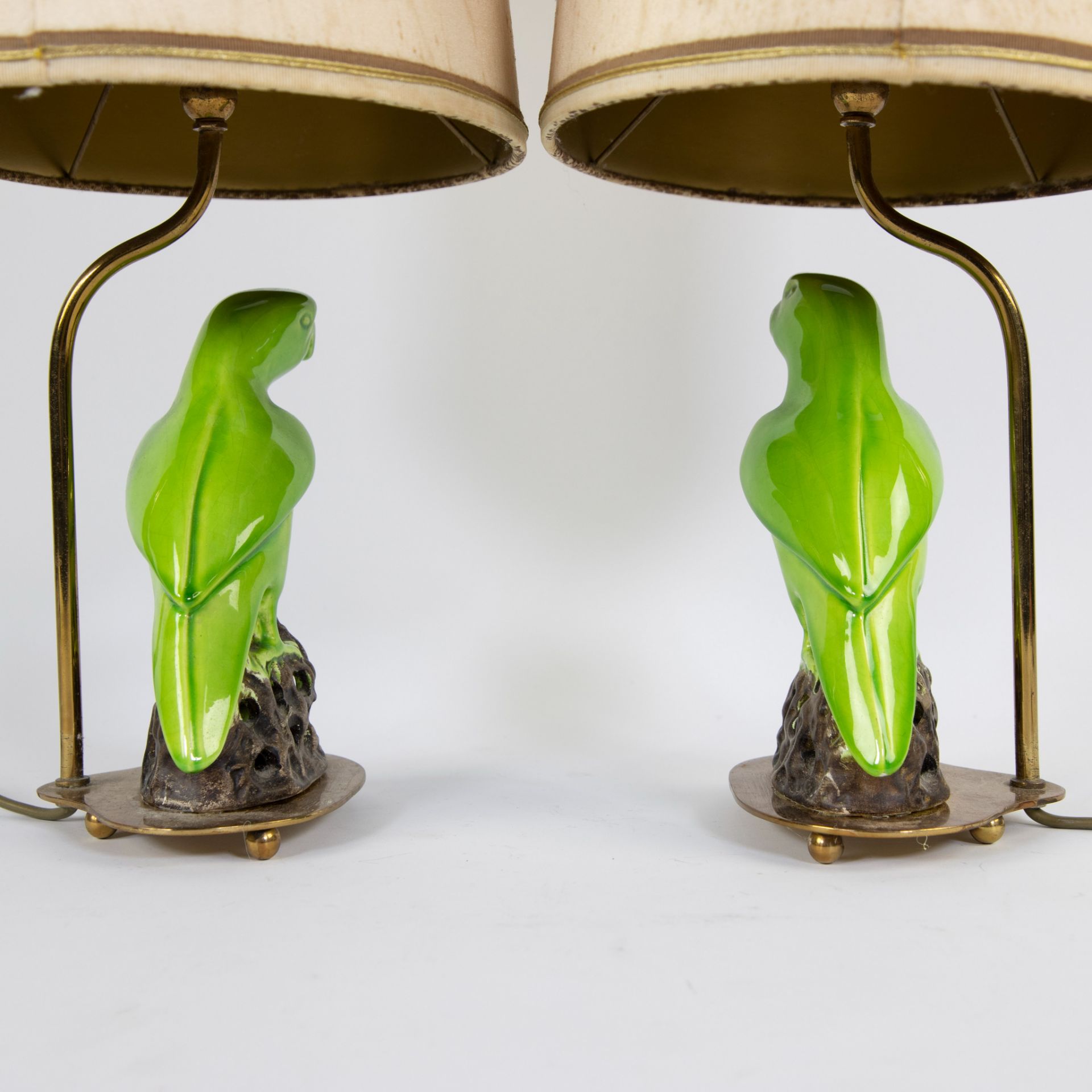Pair of lampadaires with green glazed parrots, 1970s - Bild 5 aus 5