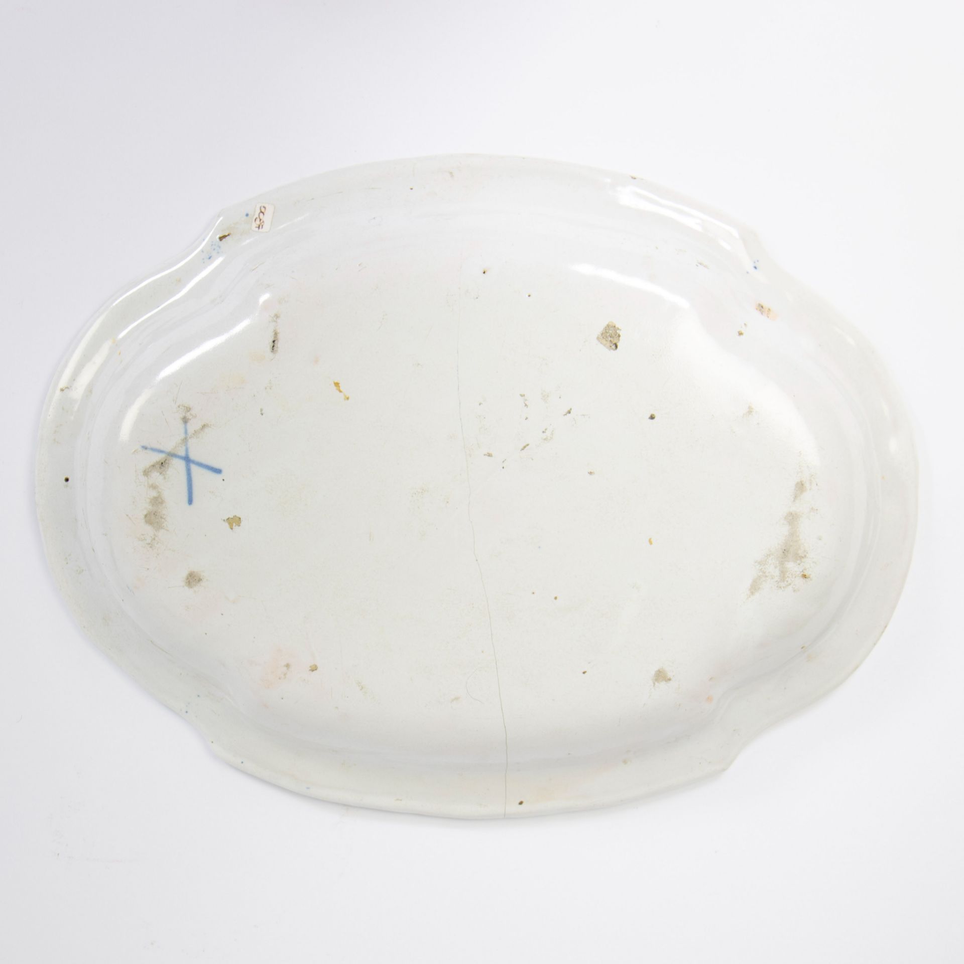 Collection of various faience, Moustier oval dish 18th, 2 Delft tile 17th, Spanish salt and spice ve - Image 5 of 12