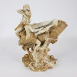 Art Nouveau porcelain figure Royal Dux of two nymphs around a shell, marked