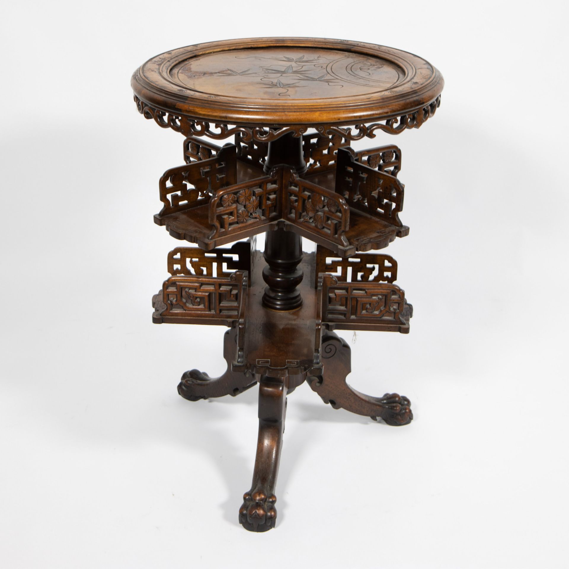 French round tablewith revolving book stand in the style of Gabriel Viardot, circa 1880 - Image 3 of 5