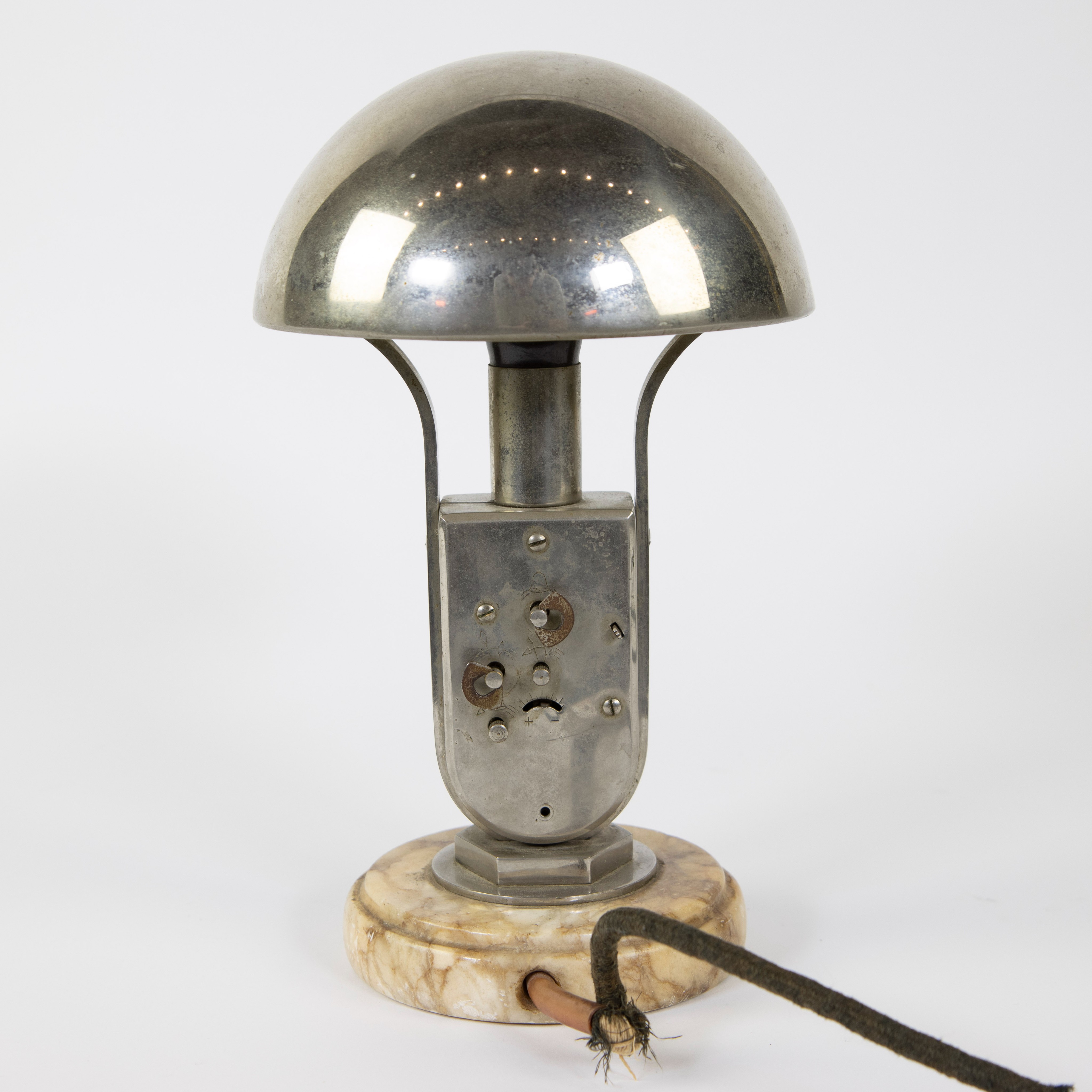 Art Deco lampadaire with clock on marble base, 1930s, MOFEM, Hungary - Image 4 of 5