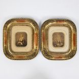 Pair frames with Daguerreotype, the first publicly available photographic process, period 1840-'50 o