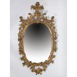 Vintage gilded wooden mirror decorated with leaf motif