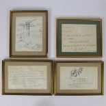 Collection of framed writings and drawings by guests/celebrities of the restaurant 't Parksken, incl