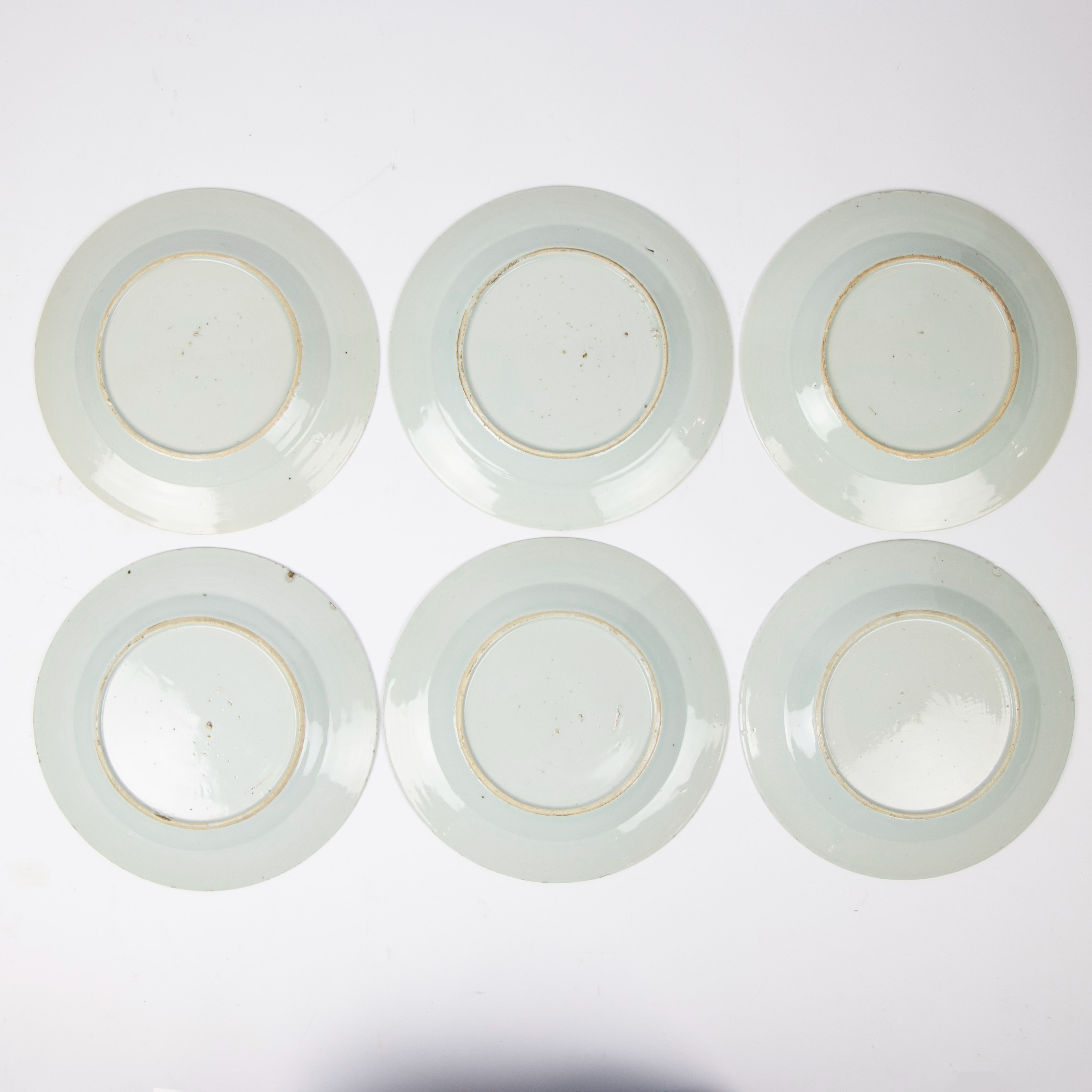 Lot Chinese 6 plates blue/white 18th century and 6 cups famille rose - Image 11 of 11