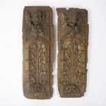 2 decorative wooden door panels 19th century