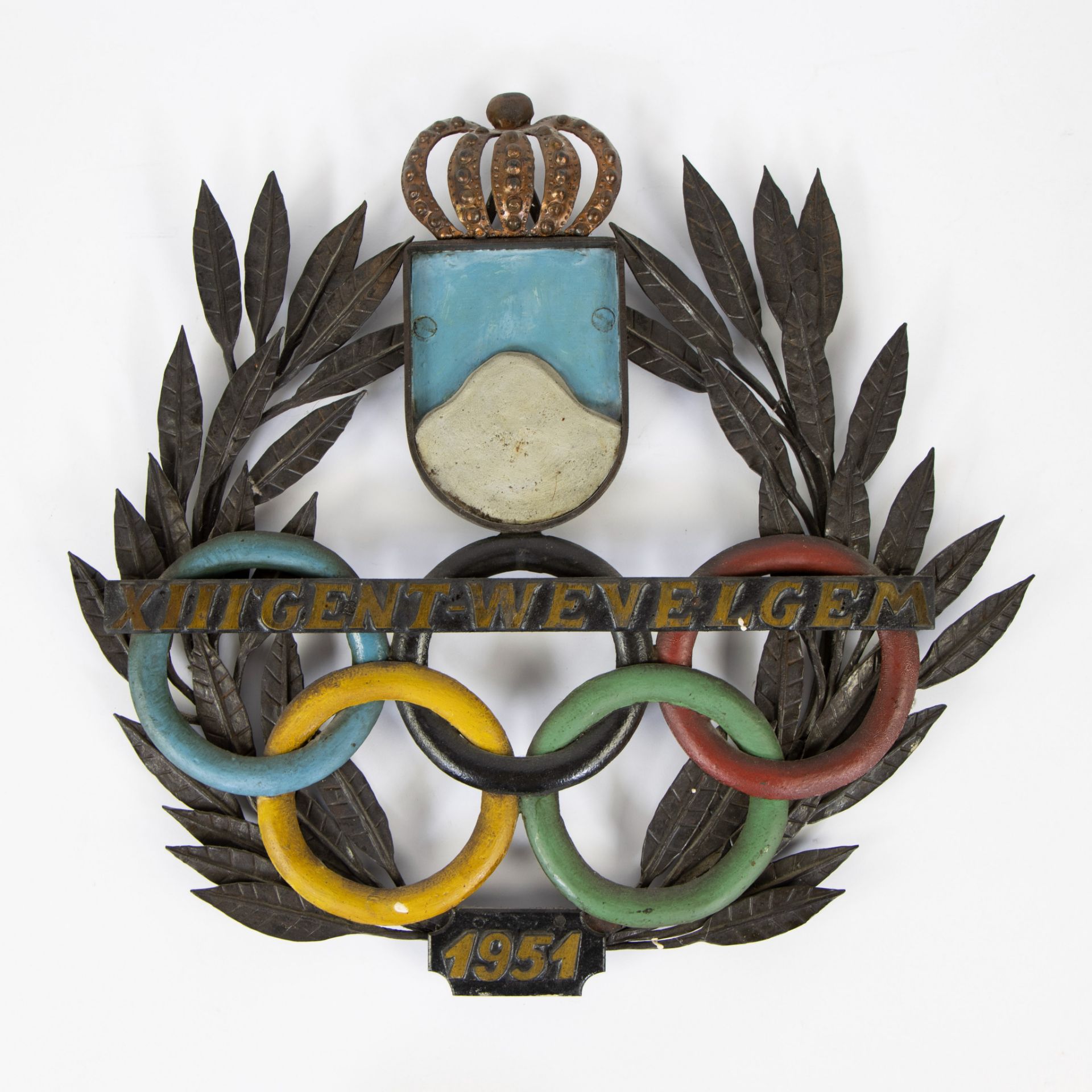 Cast iron emblem of the car of the sports driver of the winner André Rossel, Ghent Wevelgem 1951