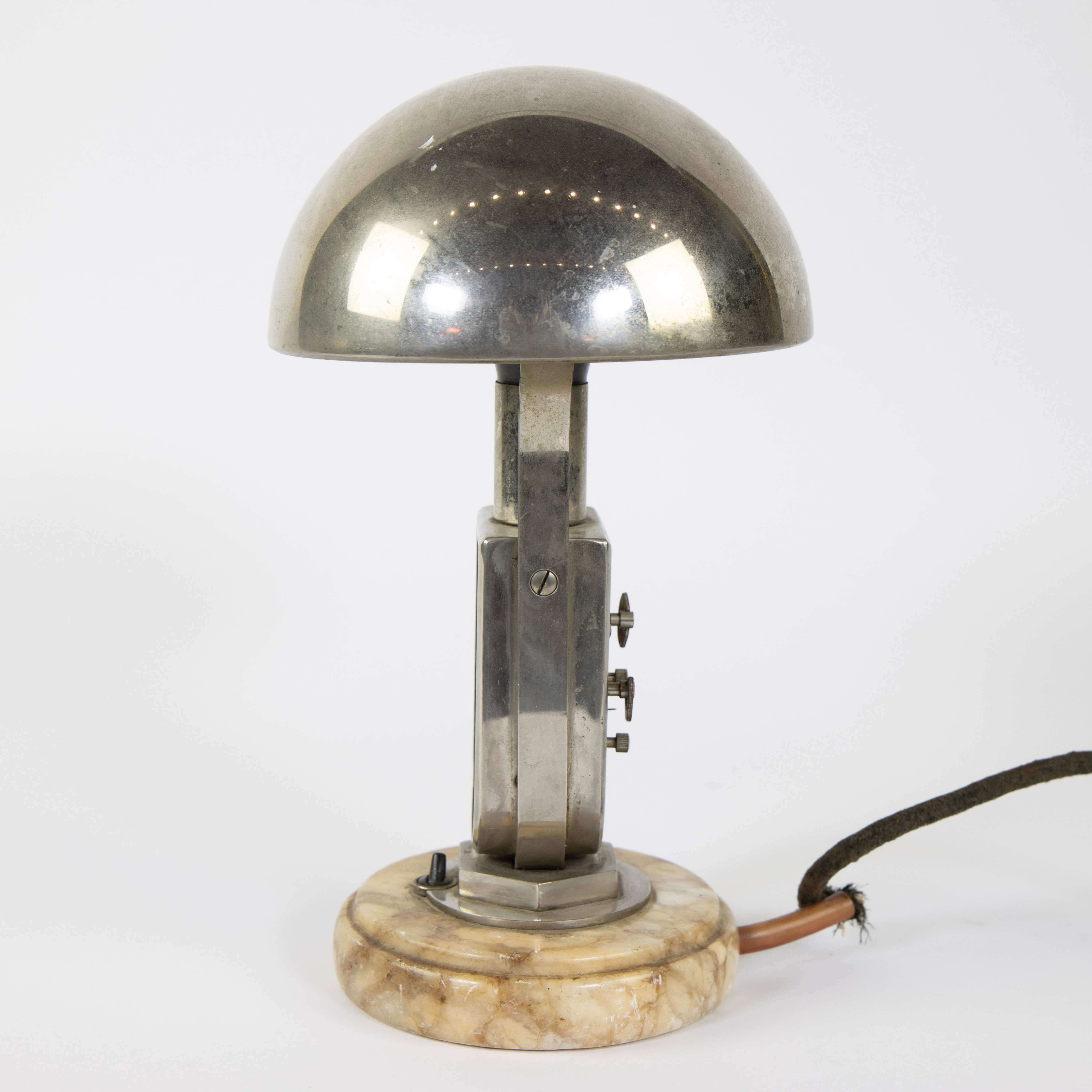 Art Deco lampadaire with clock on marble base, 1930s, MOFEM, Hungary - Image 3 of 5