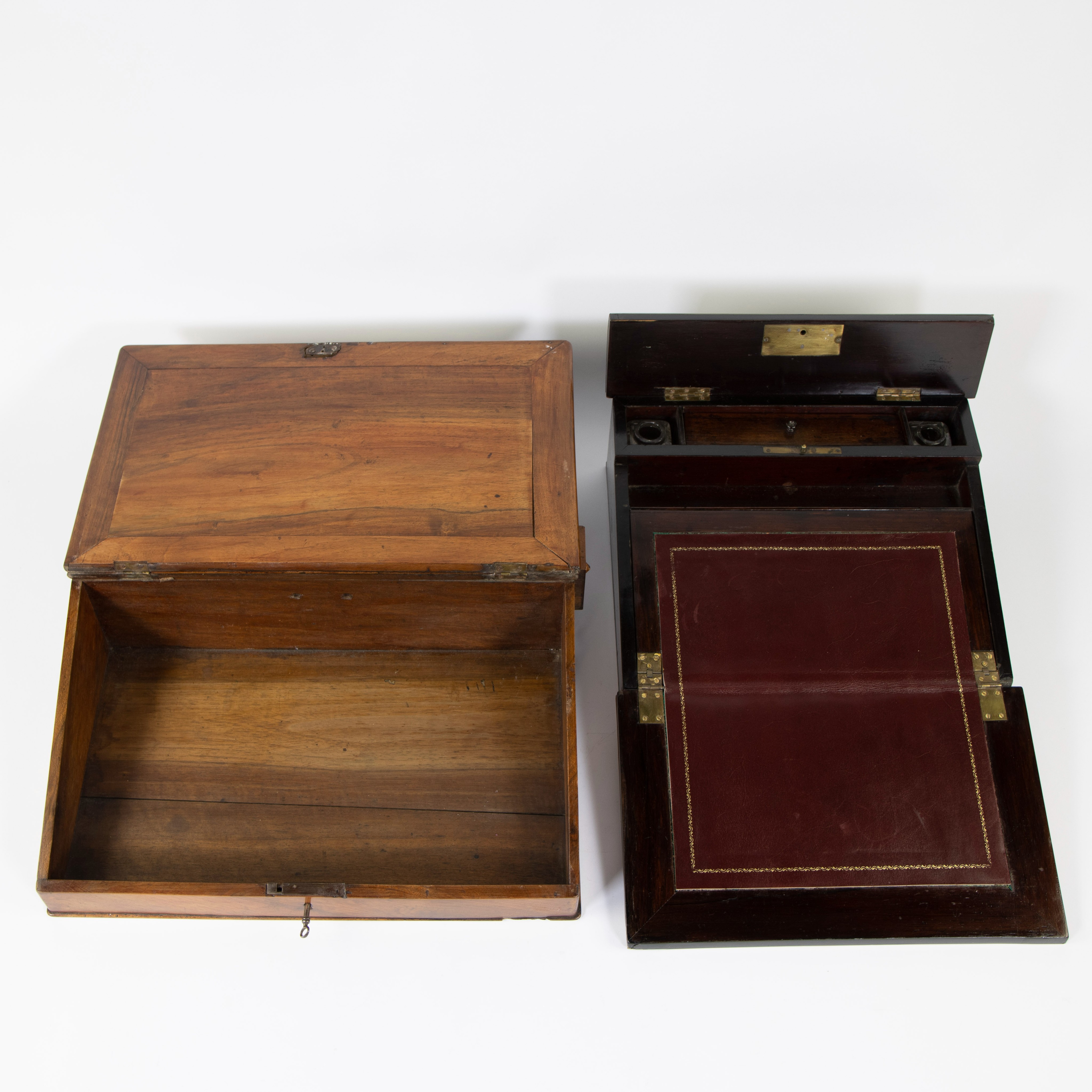Lot of 2 19th century writing boxes, one Napoleon III inlaid with copper - Image 3 of 3
