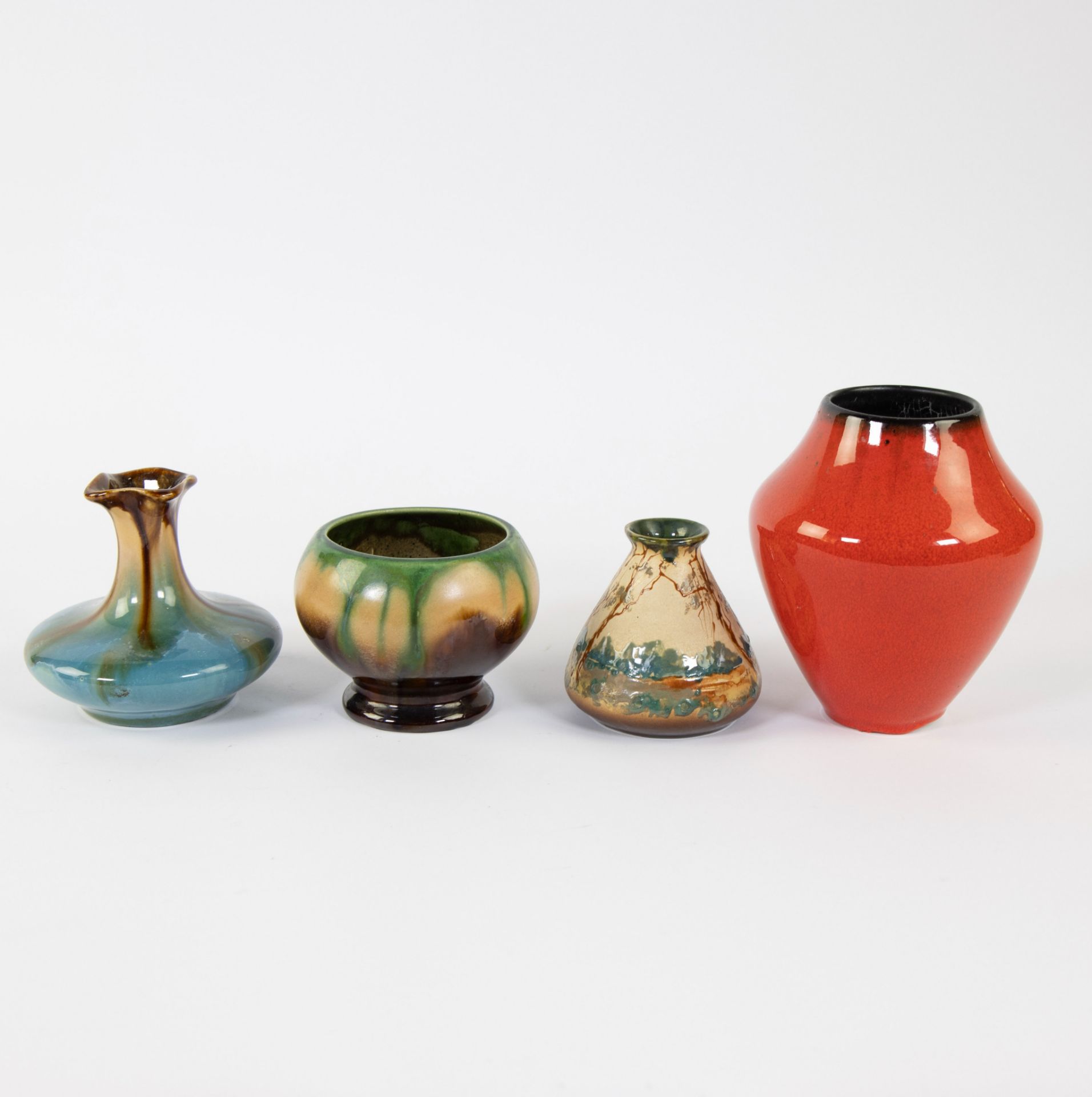 Lot Art Deco/Arts and Craft vases in earthenware and 3 Art Nouveau tiles - Image 5 of 8