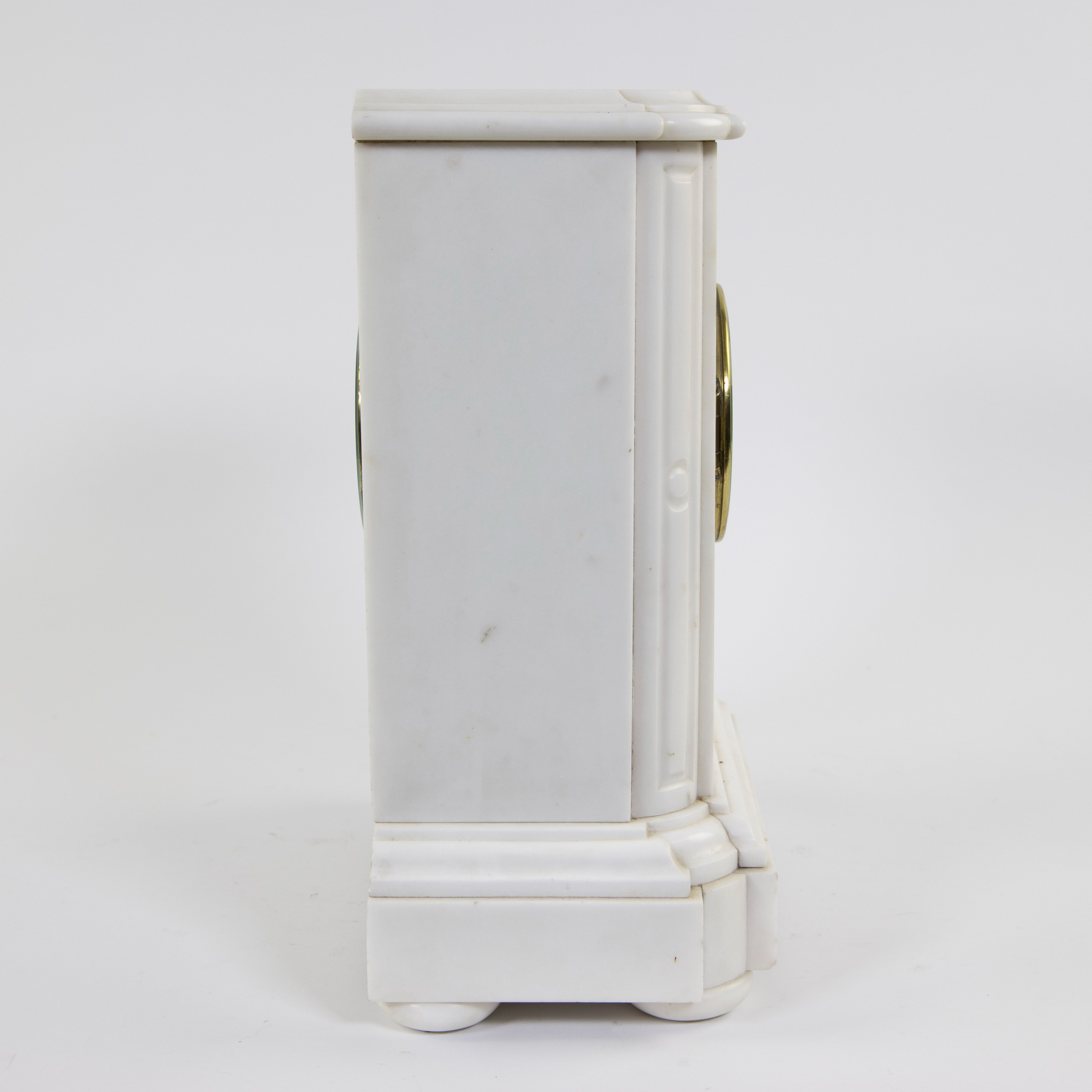 Antique white marble clock, French - Image 4 of 4