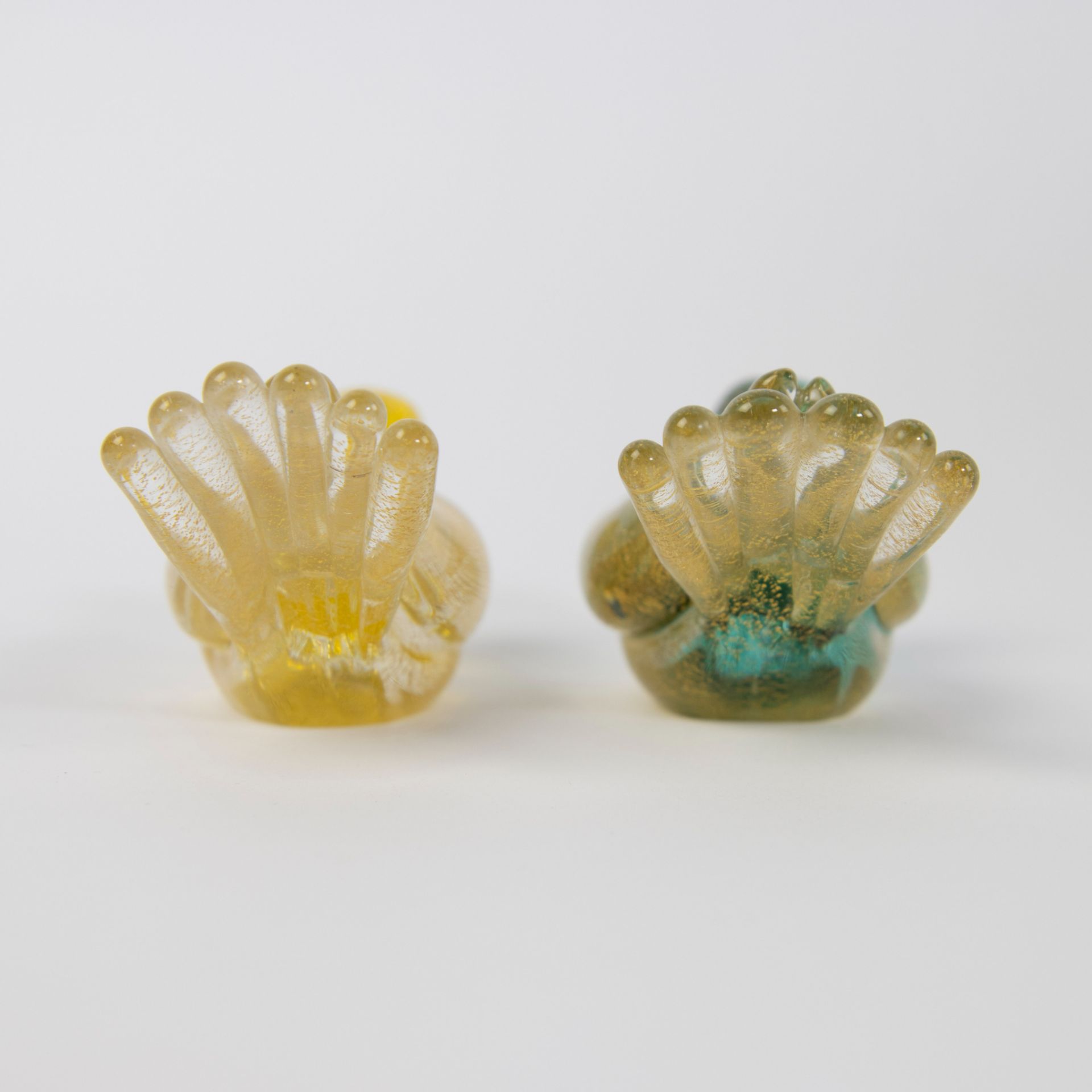 Green blown Murano Pulegoso glass and 2 Dino Martens for Aureliano Toso waterbird in glass ca. 1950. - Image 5 of 10