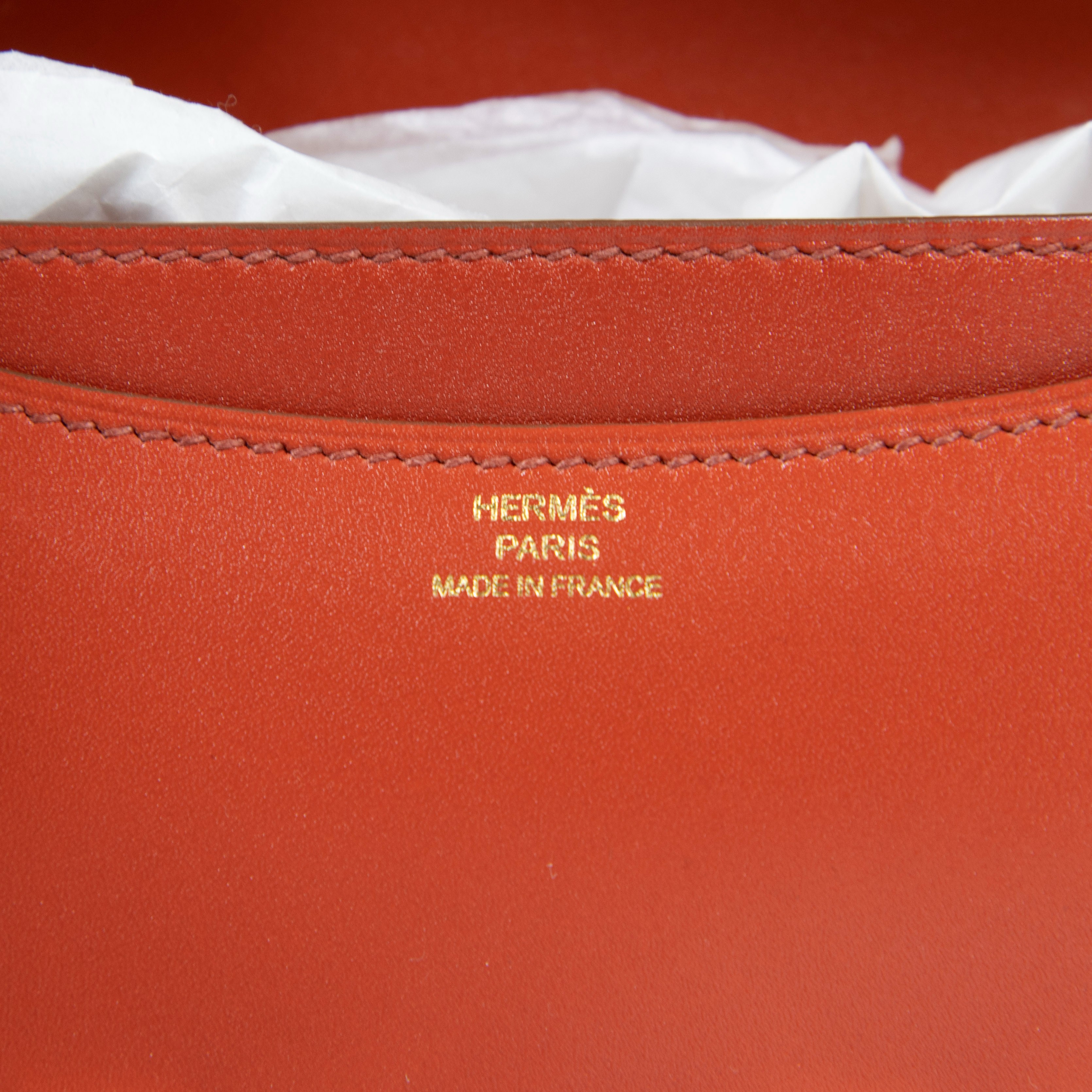 Hermes leather handback model Constance coral color with original bag and box - Image 9 of 9