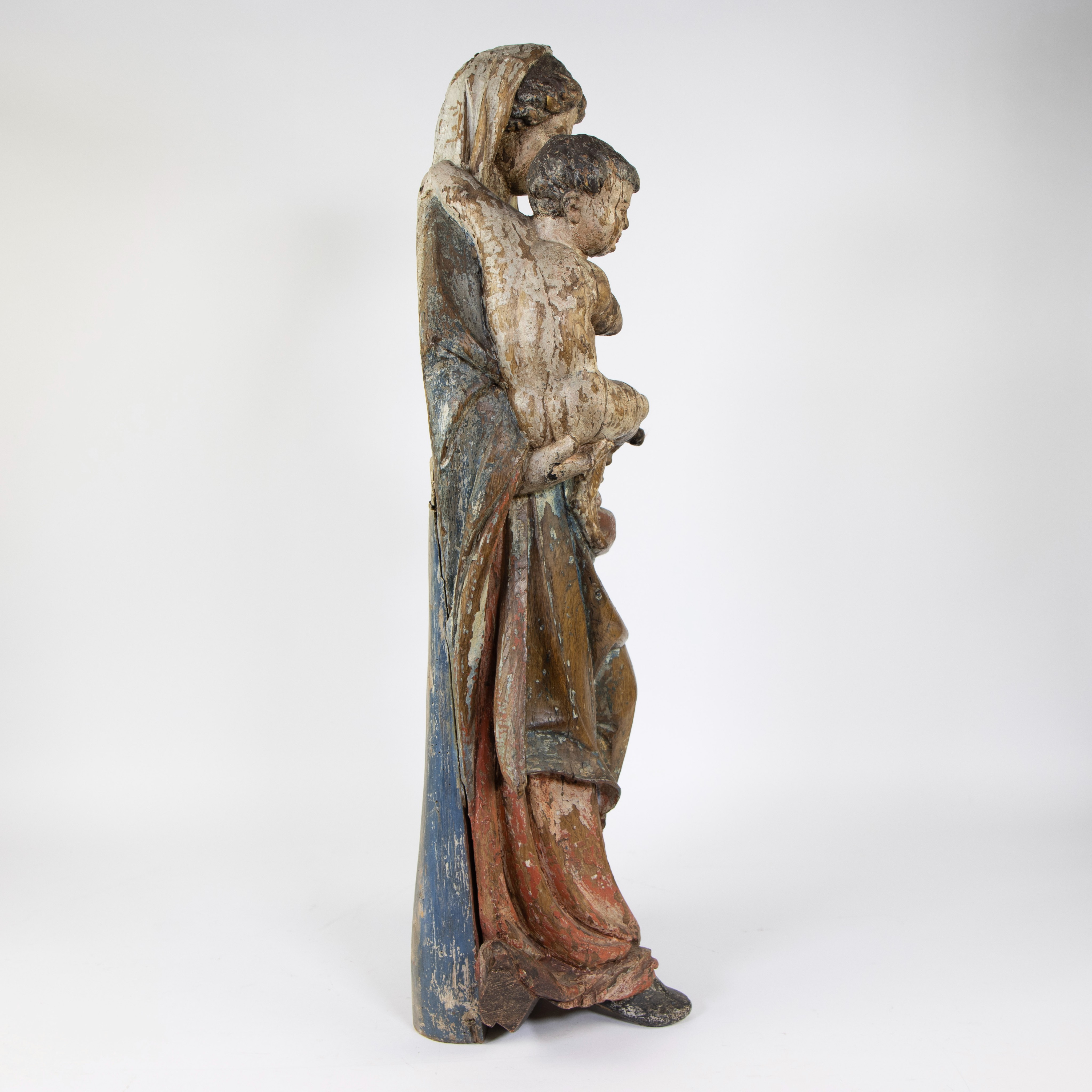 Wooden statue of Madonna with child Jesus, original polychromy, late 17th early 18th century - Image 5 of 5