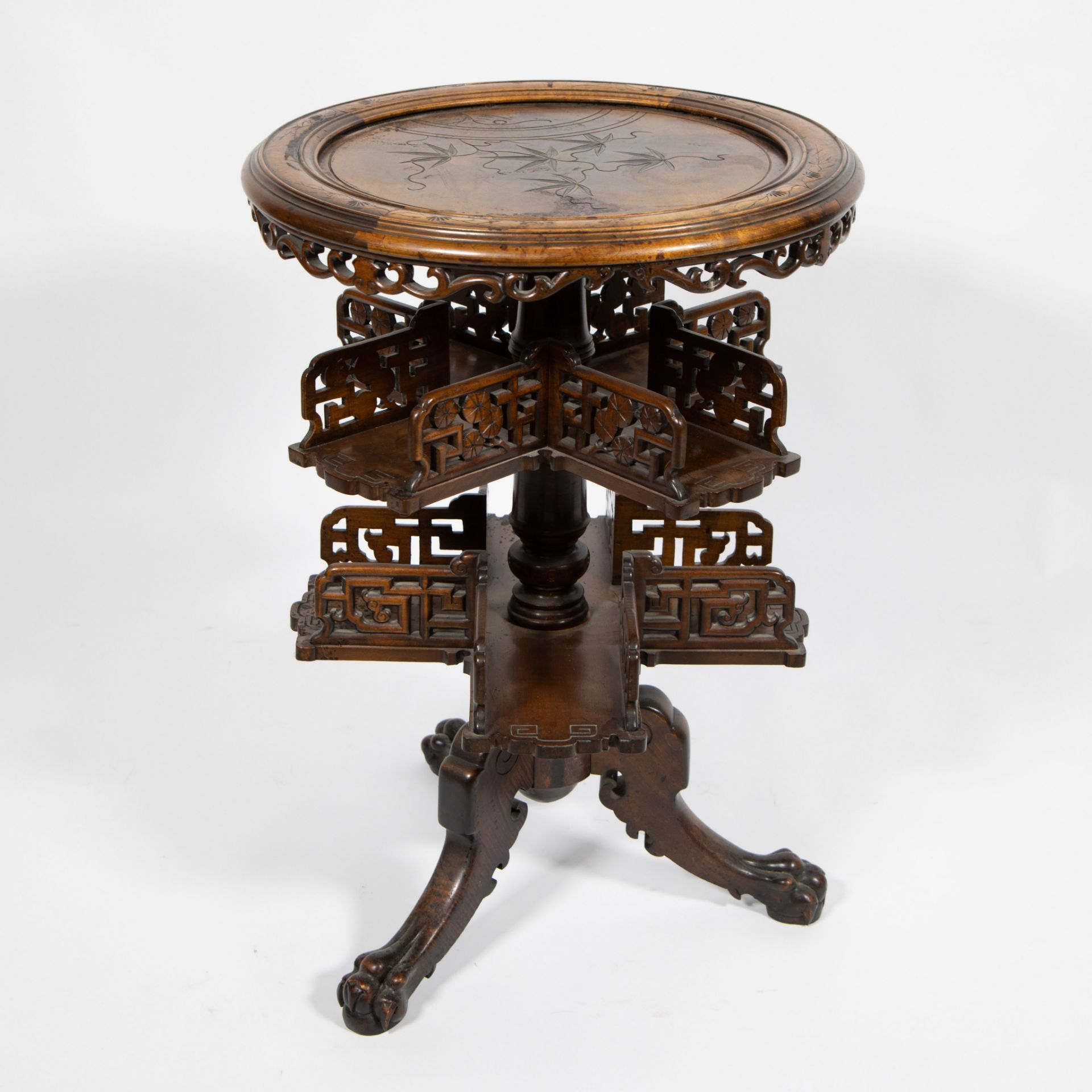 French round tablewith revolving book stand in the style of Gabriel Viardot, circa 1880 - Image 2 of 5