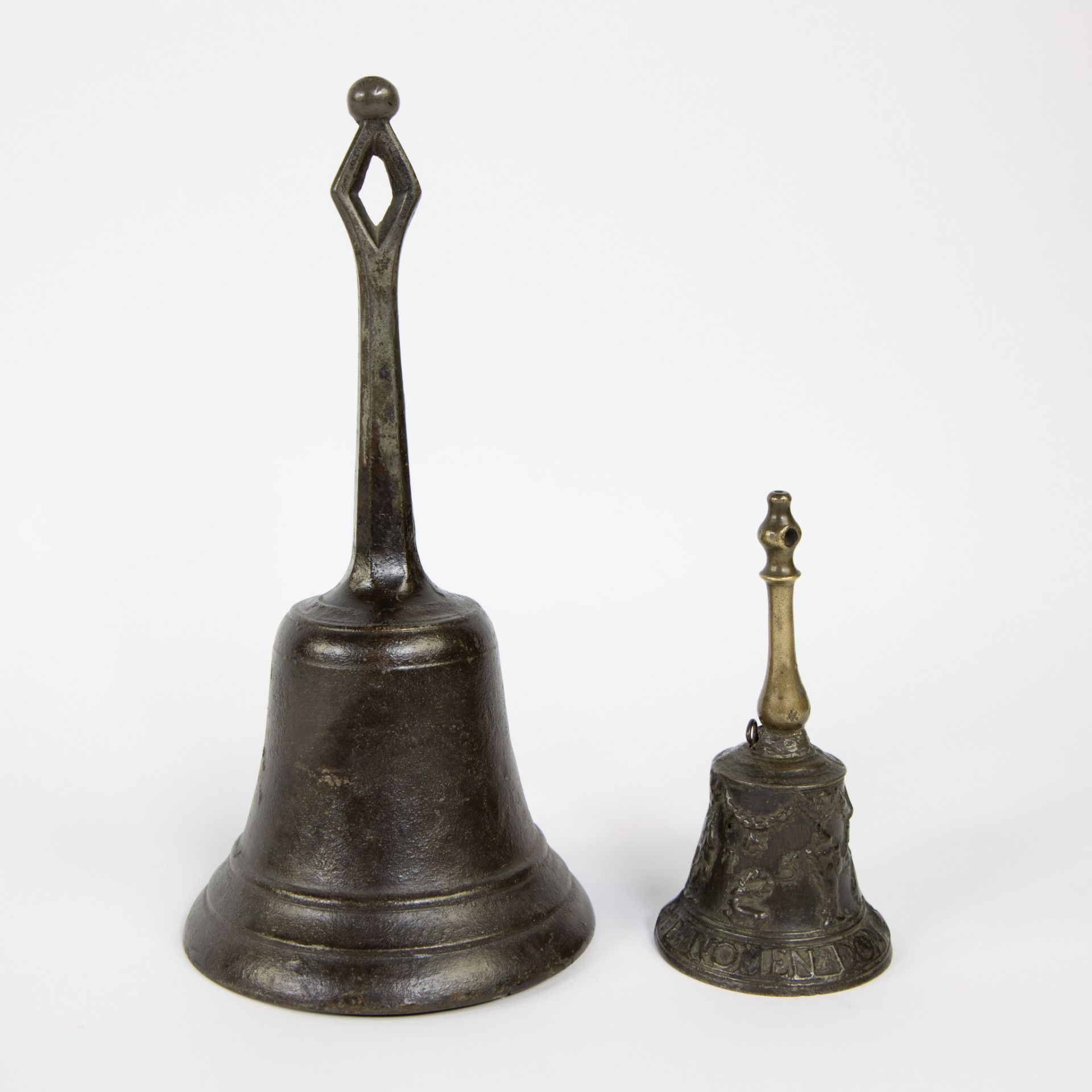 Large bronze bell and small bell dated 1556