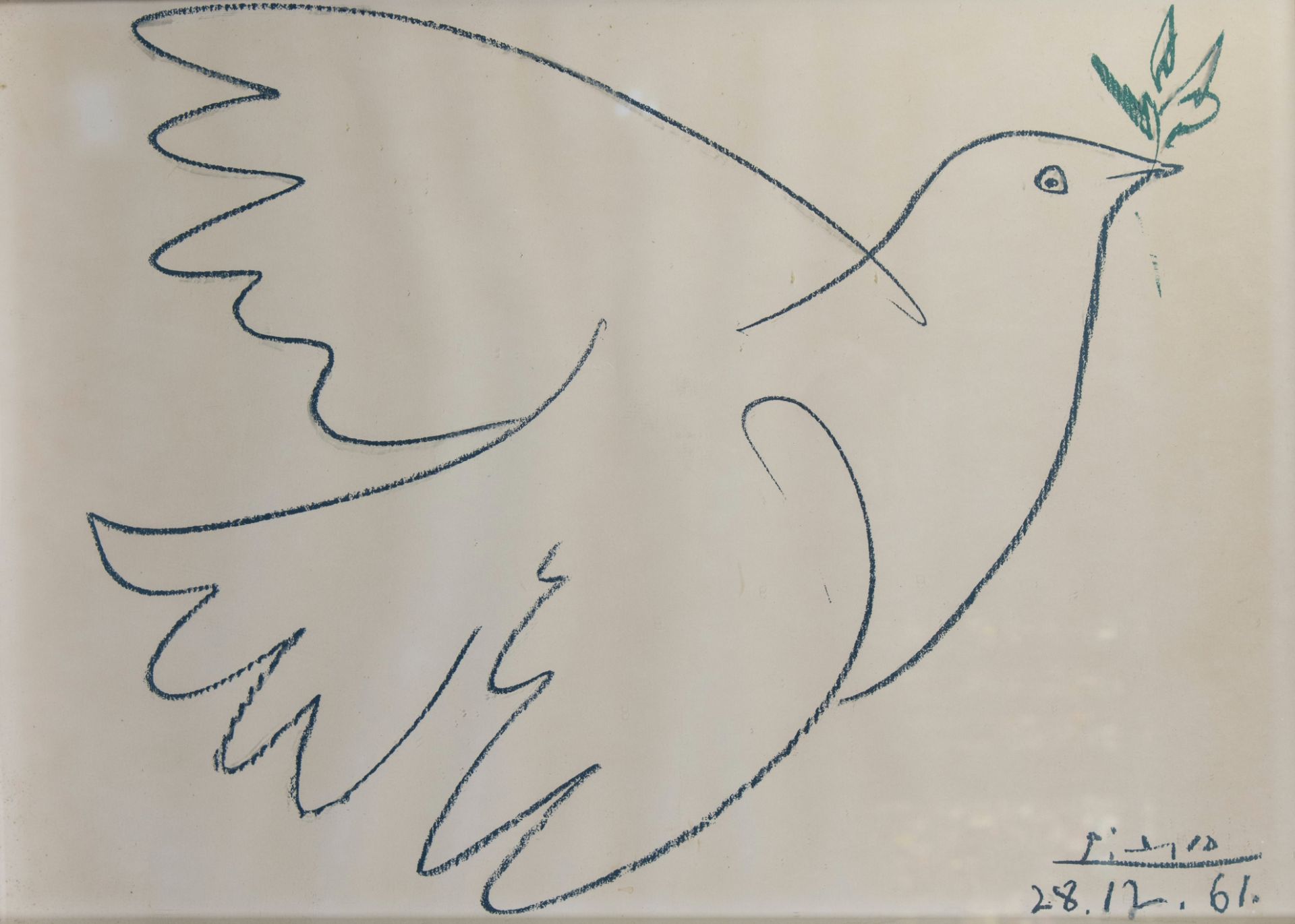 PABLO PICASSO - 'Dove of Peace' - vintage lithograph - signed and plate dated 27.12.61