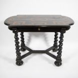 Napoleon III table with twisted legs and marquetry