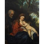 Copy after Anthony van Dyck oil on canvas Rest on the Flight into Egypt, getekend C. Vancaneghem and