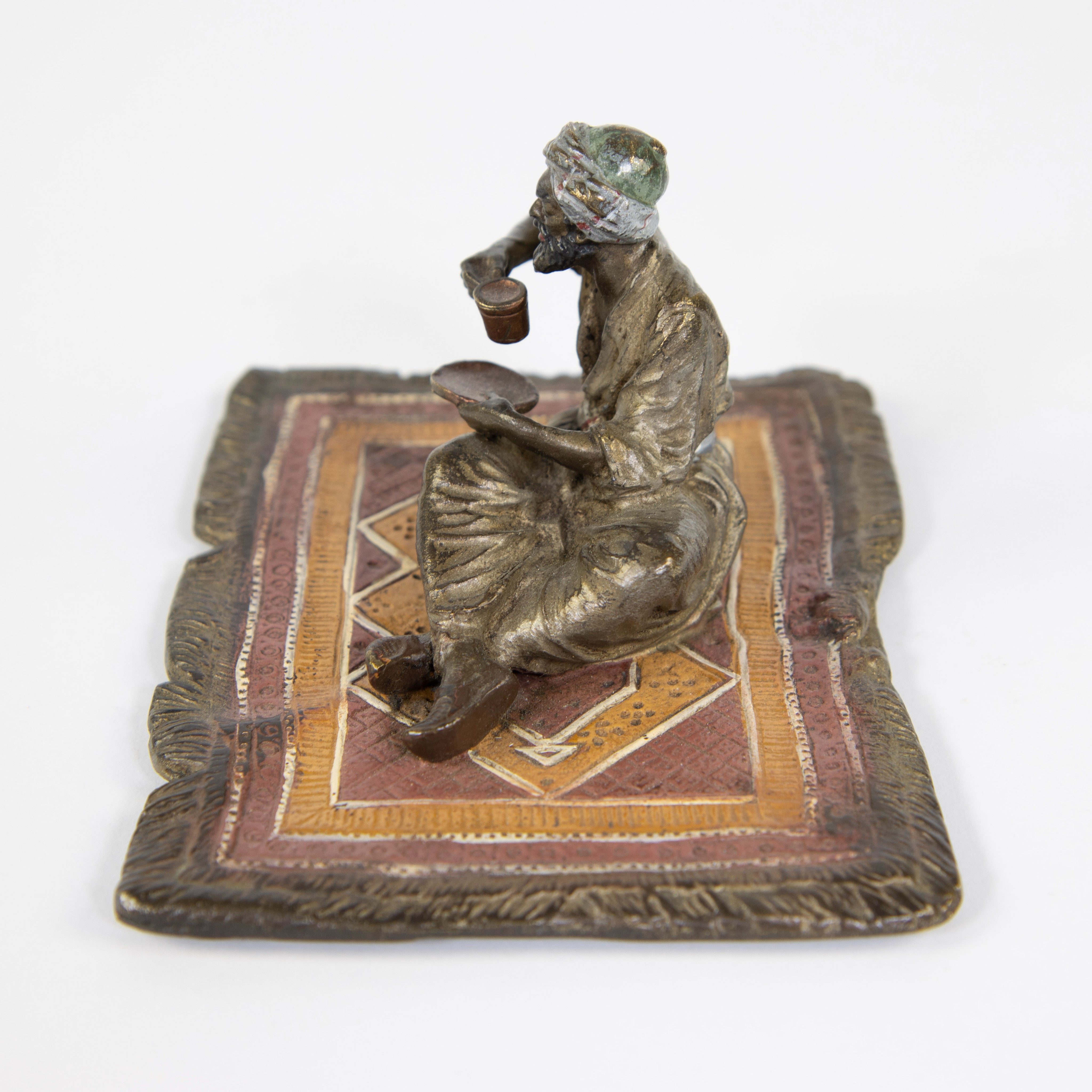 Viennese bronze Coffee-drinking Arab, cold painted, marked Franz Bergman - Image 2 of 4