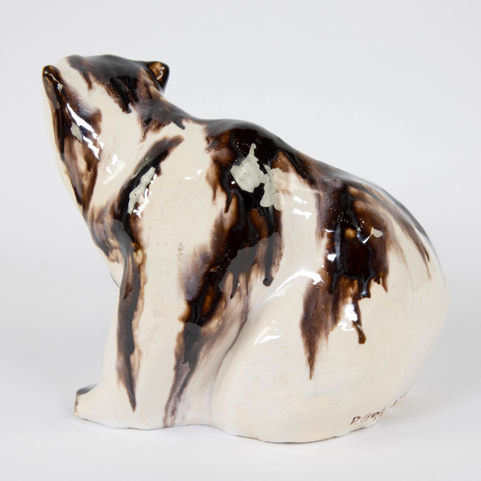 Bear in glazed earthenware signed Goffard - Image 3 of 6