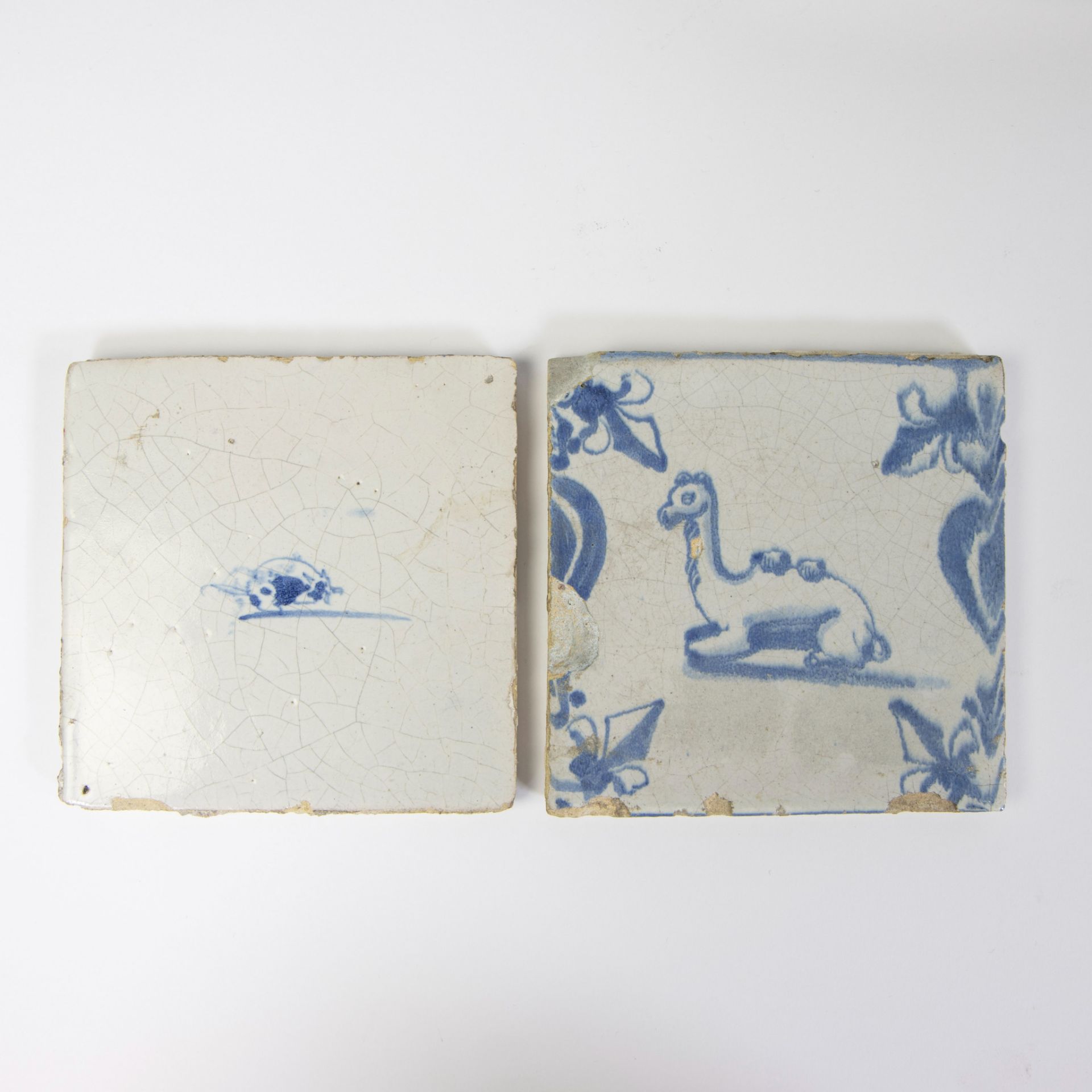 Collection of various faience, Moustier oval dish 18th, 2 Delft tile 17th, Spanish salt and spice ve - Image 3 of 12